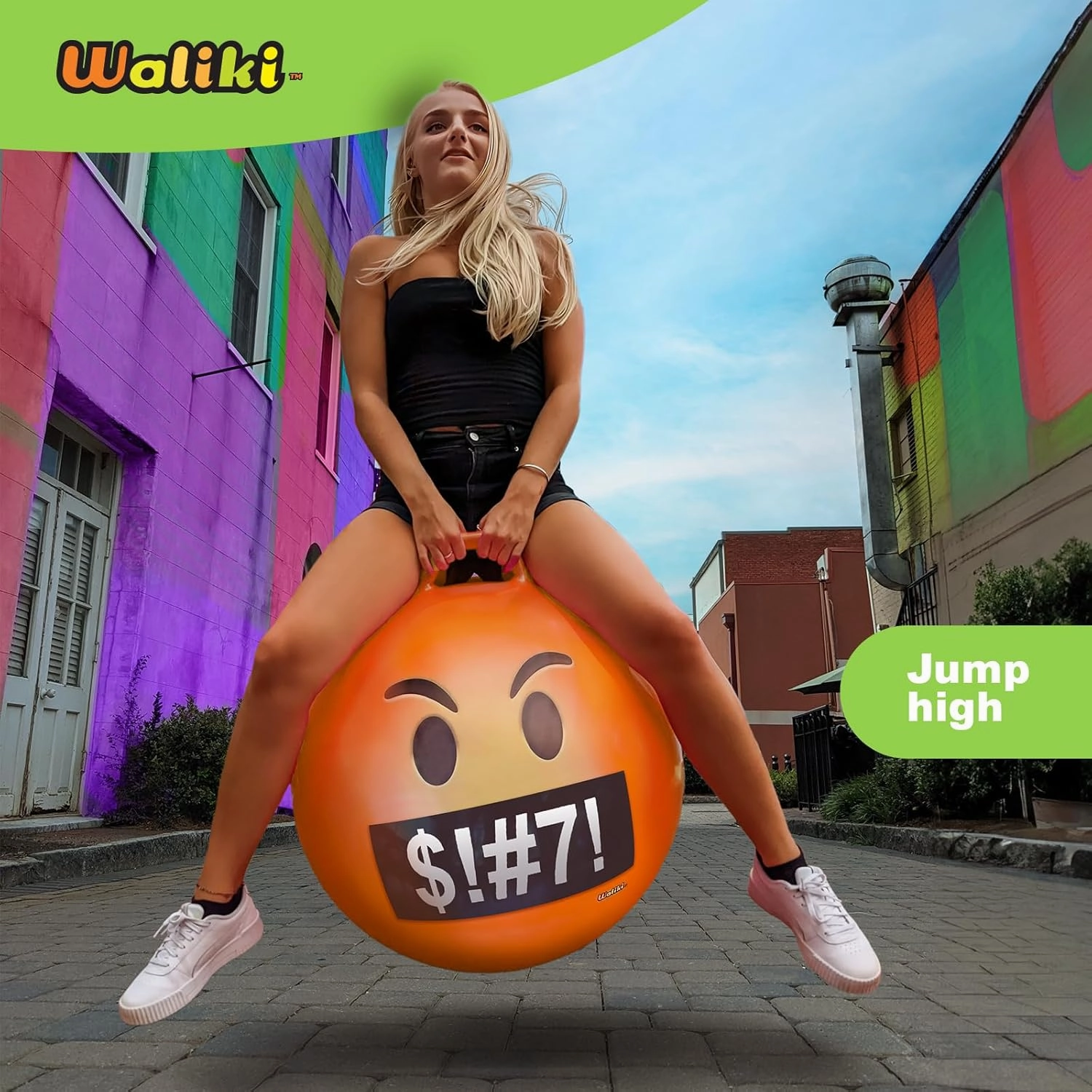 WALIKI Hopper Ball for Adults | 29" Angry Jumping | Hippity Hop Ball | Fun Outdoor Game for Races & Family Activities