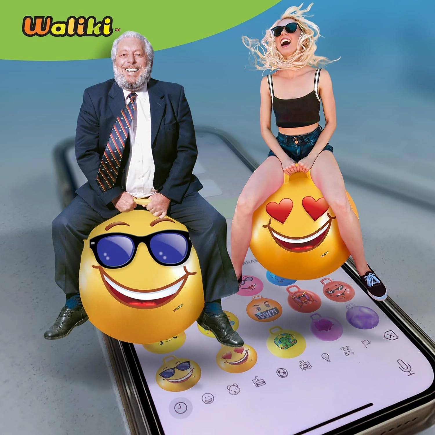 WALIKI Hopper Ball for Adults | 29" Angry Jumping | Hippity Hop Ball | Fun Outdoor Game for Races & Family Activities