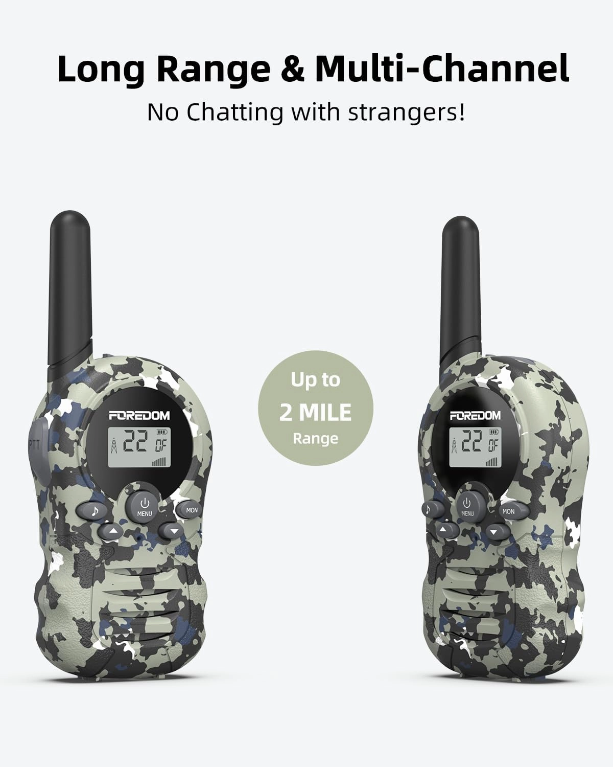 Walkie Talkies for Kids Walkie Talkies Long Range for Boy & Girl Age 3 to 12 Year Old Birthday Cool Army Toys - 2 Pack