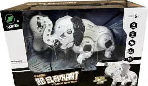 Walking RC Elephant - Light & Sound, Electronic Robotic Toy Elephant, Infrared Remote Control, Smoke Steam Vapor Action, Glow Eyes, Kids 6 