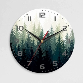 Wall Clock, 10 Inch Silent Non-Ticking Home Kitchen Decor, Battery Operated for Bathroom Bedroom Living Room Office(Misty Forest)