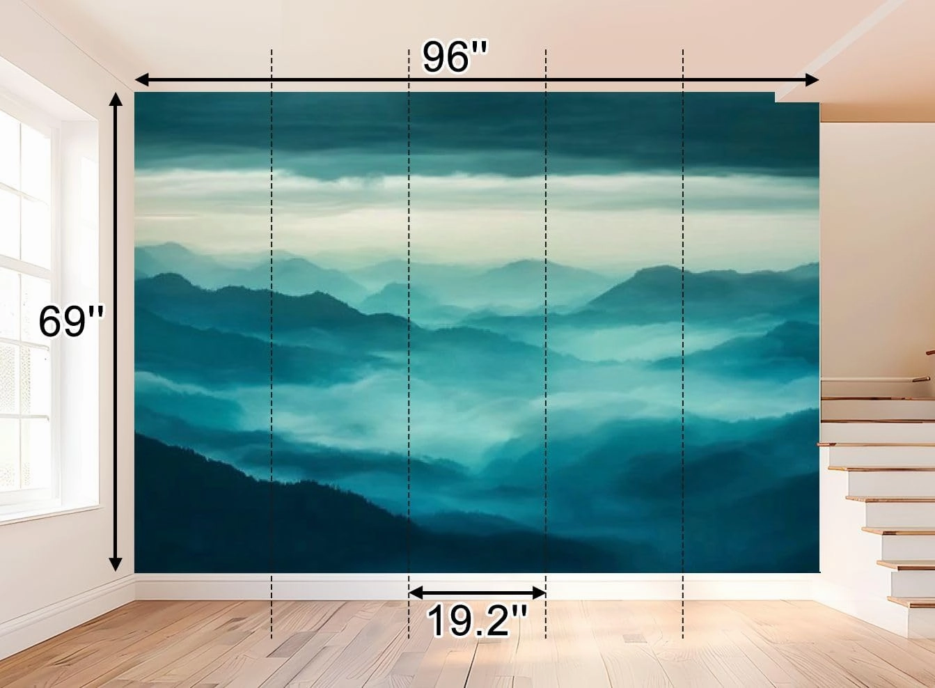 Wall Mural Peel and Stick Cloud Mountain Landscape Large Wallpaper Self Adhesive Contact Paper Removable 3D Wall Sticker for Living Room Bedroom 69"x96"