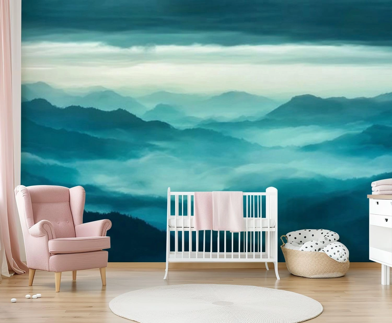 Wall Mural Peel and Stick Cloud Mountain Landscape Large Wallpaper Self Adhesive Contact Paper Removable 3D Wall Sticker for Living Room Bedroom 69"x96"
