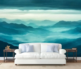 Wall Mural Peel and Stick Cloud Mountain Landscape Large Wallpaper Self Adhesive Contact Paper Removable 3D Wall Sticker for Living Room Bedroom 69"x96"