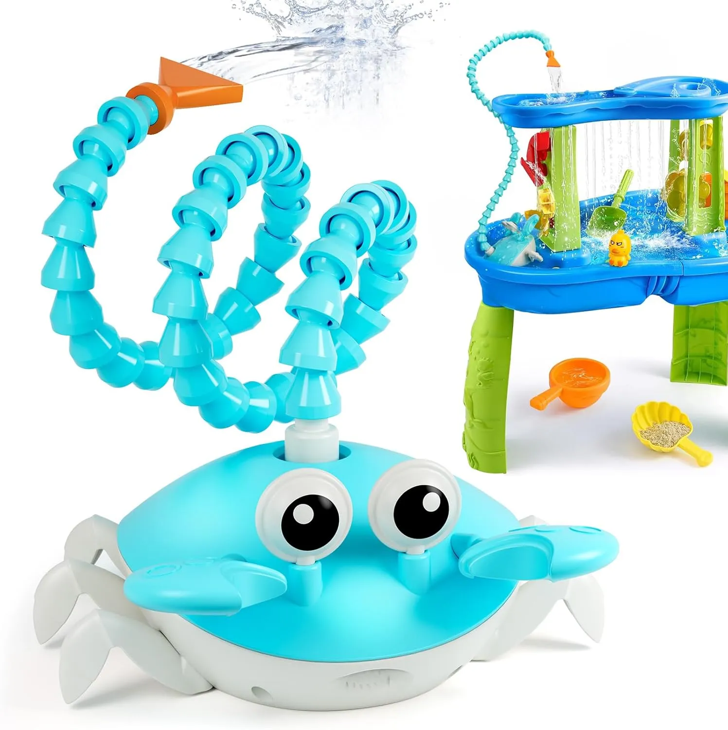 Water Table Pump, 2.4L/Min Large Water Flow, 5400mAh Battery Powered, Kids Outdoor Fun Summer Game Toys with Water Spray Duck