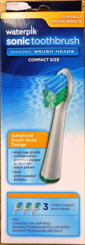 Waterpik SRSB-3W Sensonic Replacement Toothbrushes (Compact Head Size), 3-Count