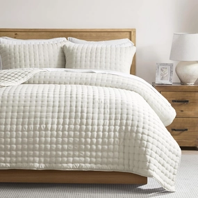 WDCOZY Ivory King Size Quilt Bedding Sets with 2 Pillow Shams, Lightweight Soft Bedspread Coverlet, Quilted Blanket Thin Comforter Bed Cover for All Season, 3 Pieces, 104x90 inches