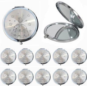 WE Makeup Compact Mirror Favor 12PCS Quinceanera Round Pocket Purse Hand Mirror Cenicienta Sweet 15