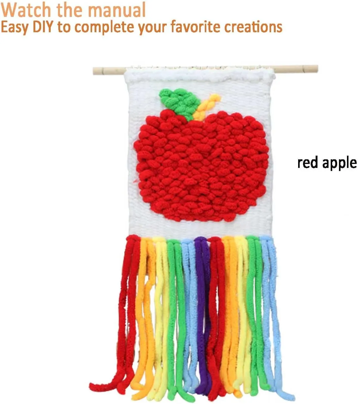 Weaving Loom for Beginners Adults/Kids and 1 Set of Weaving Works Complete Yarn Kit with Detailed Friendly Instructions, Parents and Children in The Holiday Experience Weaving Brings Fun_Apple Bag