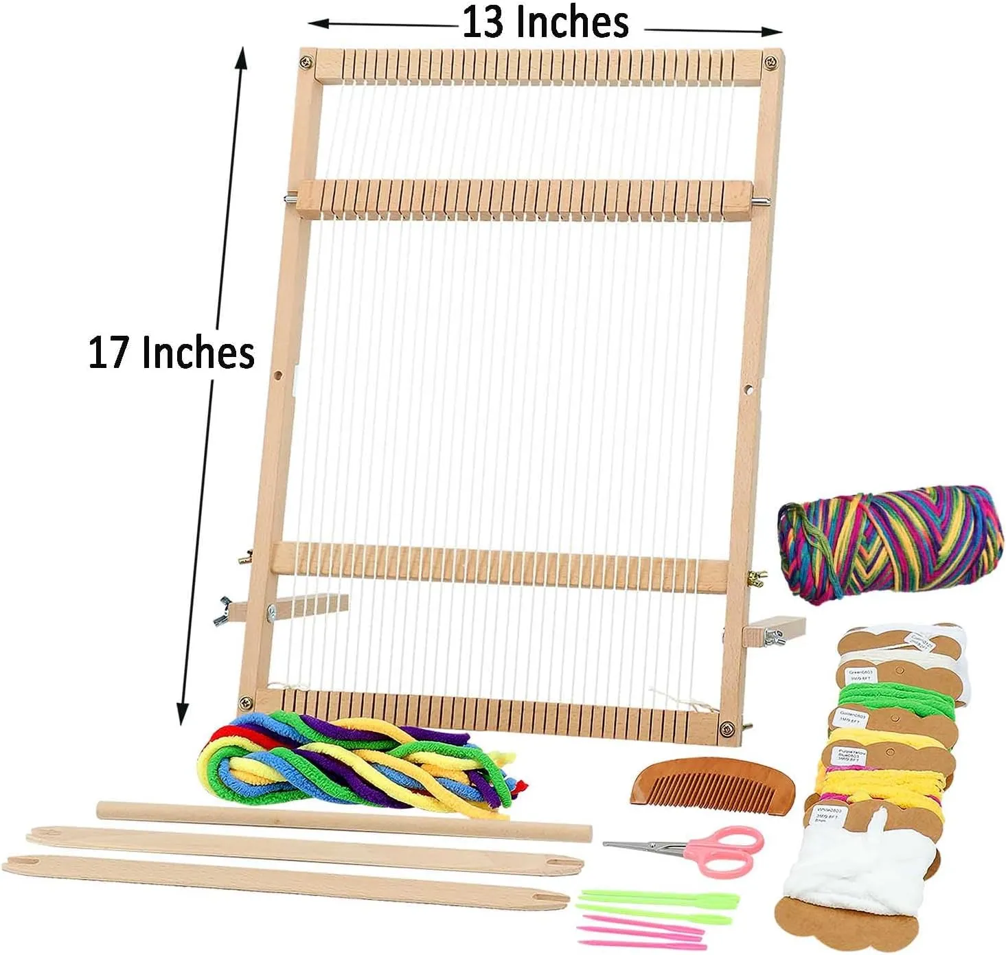 Weaving Loom for Beginners Adults/Kids and 1 Set of Weaving Works Complete Yarn Kit with Detailed Friendly Instructions, Parents and Children in The Holiday Experience Weaving Brings Fun_Apple Bag