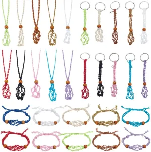 WEBEEDY 30 Pcs Empty Crystal Holder Necklace Bracelet Cage Holder Adjustable Cord Crystal Netted Cage Necklace Holder for Jewelry Making Pendant Bracelet Keychain DIY Jewelry Finding,3~5cm/1.2~2" Net
