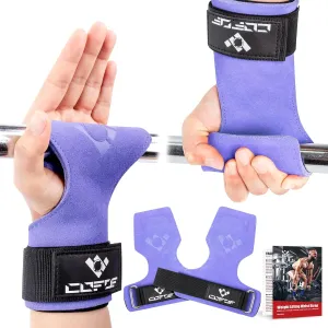 Weight Lifting Wrist Strap, Double Layer Leather Wrist Strap for Deadlift and Powerlifting, Adjustable Neoprene Padded Gym Workout Lifting Hooks (Pair)