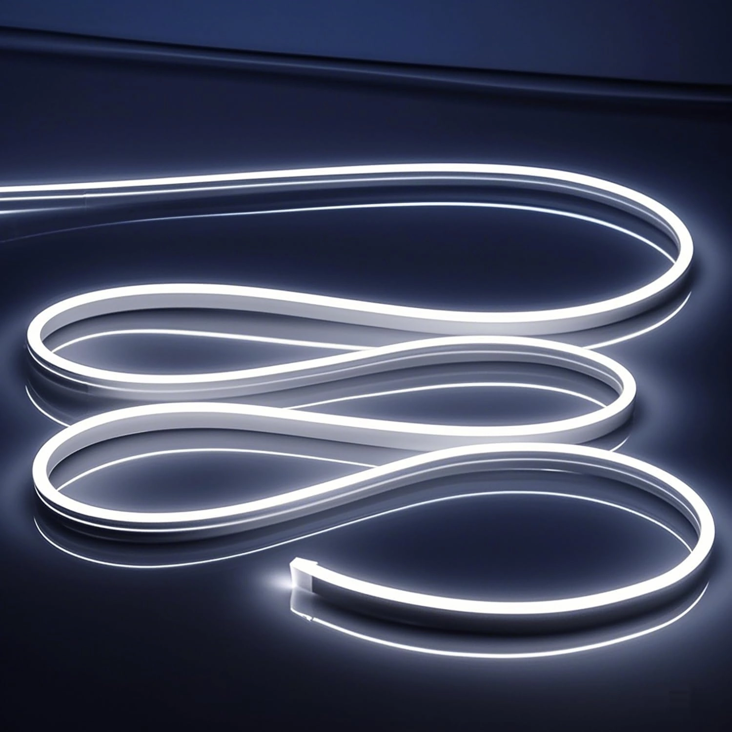 White Neon Rope Lights 16.4ft/5m 6500K Neon Light Strip, 12V Flex Waterproof neon led Strip Silicone LED Strip Lights, for Kitchen Bedroom Indoor Outdoor Decoration （ No Adapter）