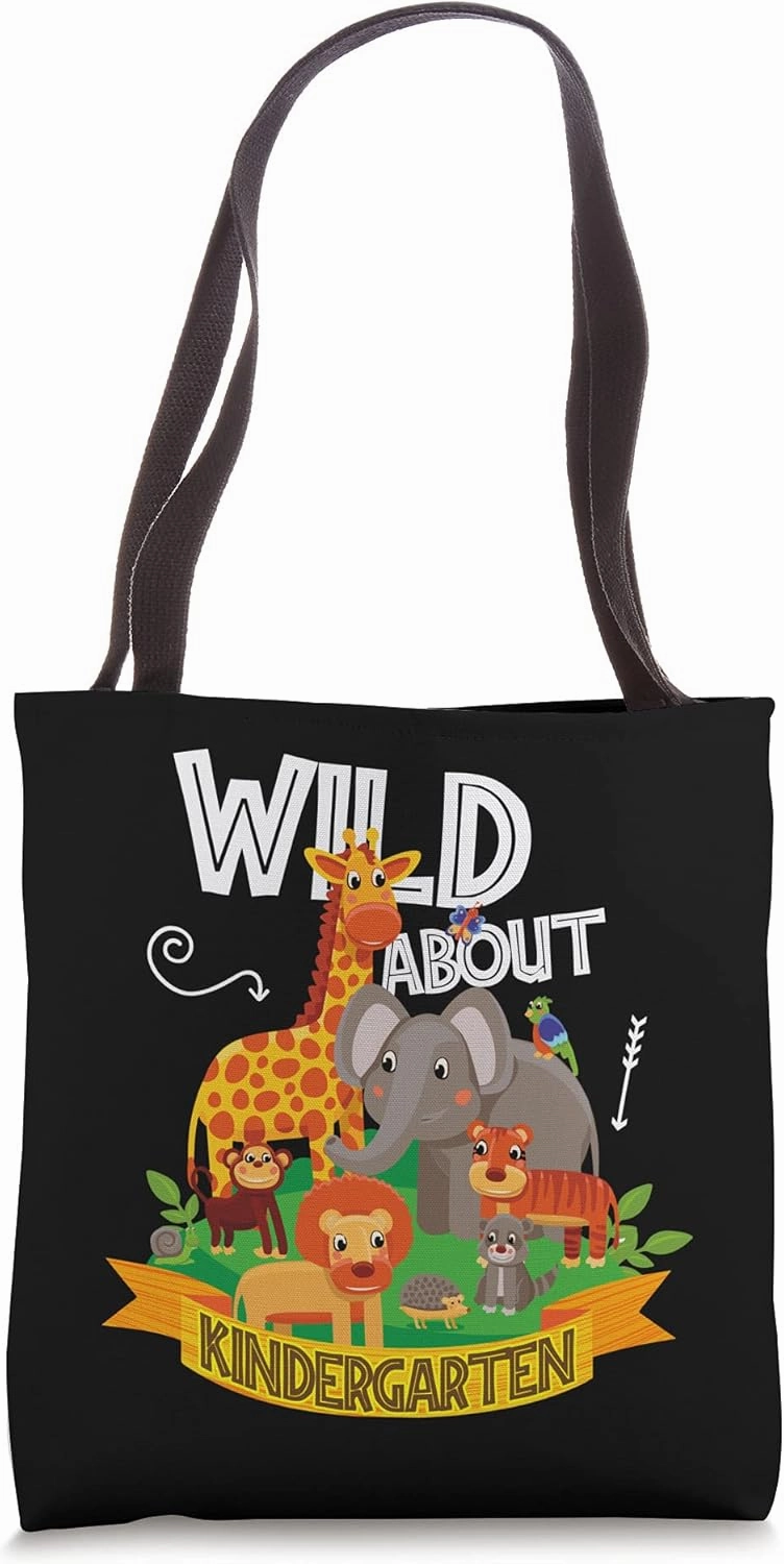 Wild About Kindergarten Funny Preschool Zoo Tote Bag