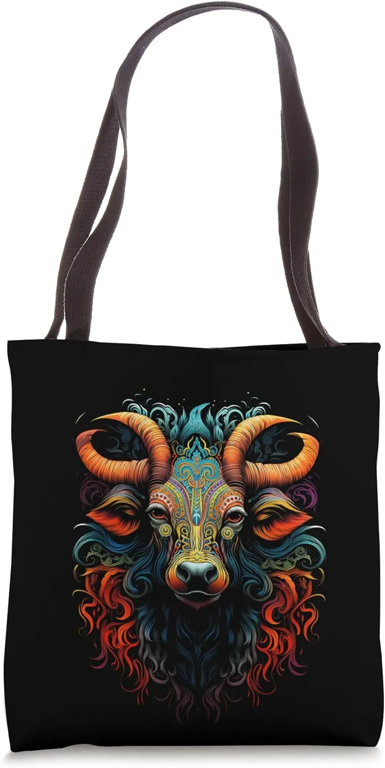 Wildebeest Animal Colorful Safari Wildlife Nature Lover Tote Bag
