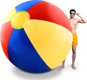 Wiooffen 78 Inch Giant Beach Ball Extra Large Inflatable Pool Balls with Electric Pump Summer Swimming Balls PVC Jumbo Sport Ball for Adults Tropical Beach Pool Party Favor Outdoor Water Game
