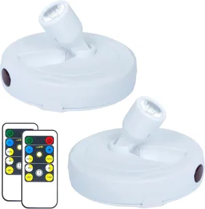Wireless LED Spotlight, Battery Operated Picture Lights, Indoor Uplight, Puck Lights with Remote, Spot Light for Wall Art Display Dartboard Painting Accent Artwork Closet-2Pack