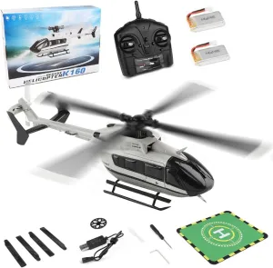 WL K160 RC Helicopter Model, EC-145 160 Size 2.4G 4CH 4-Propeller Flybarless Helicopter with Adjustable Left and Right Hand Throttle (RTF Version)