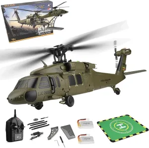 WL K170 Black Hawk RC Helicopter for Adults, 2.4G 4CH Flybarless RC Helicopter with Adjustable Left and Right Hand Throttle, Indoor and Outdoor Toy Models (2-Battery Version)