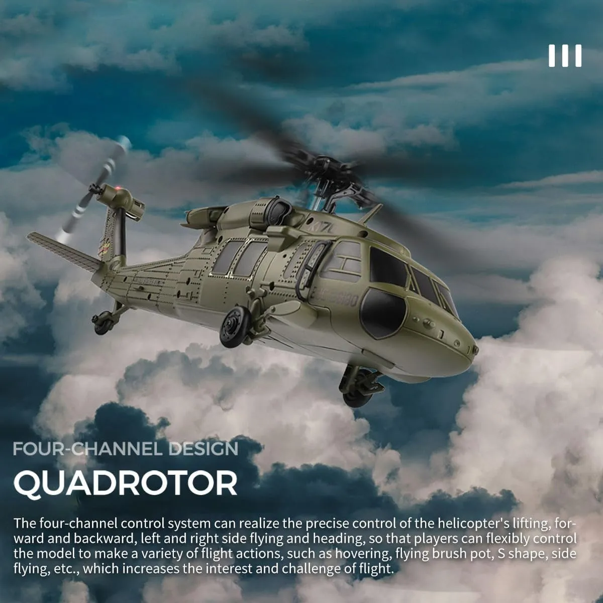 WL K170 Black Hawk RC Helicopter for Adults, UH-60L 170 Size 2.4G 4CH Remote Control Helicopter Model, Indoor Aircraft Flying Toy for Beginner Adults (RTF Version)