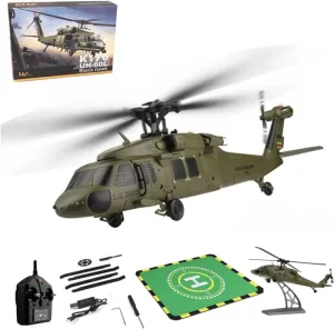 WL K170 RC Helicopter for Adults,2.4G 4CH Flybarless Military Remote Control Helicopters,6-Axis Gyroscope Altitude Hovering,Adjustable Left and Right Hand Throttle,Display Stand,Takeoff Landing Pad