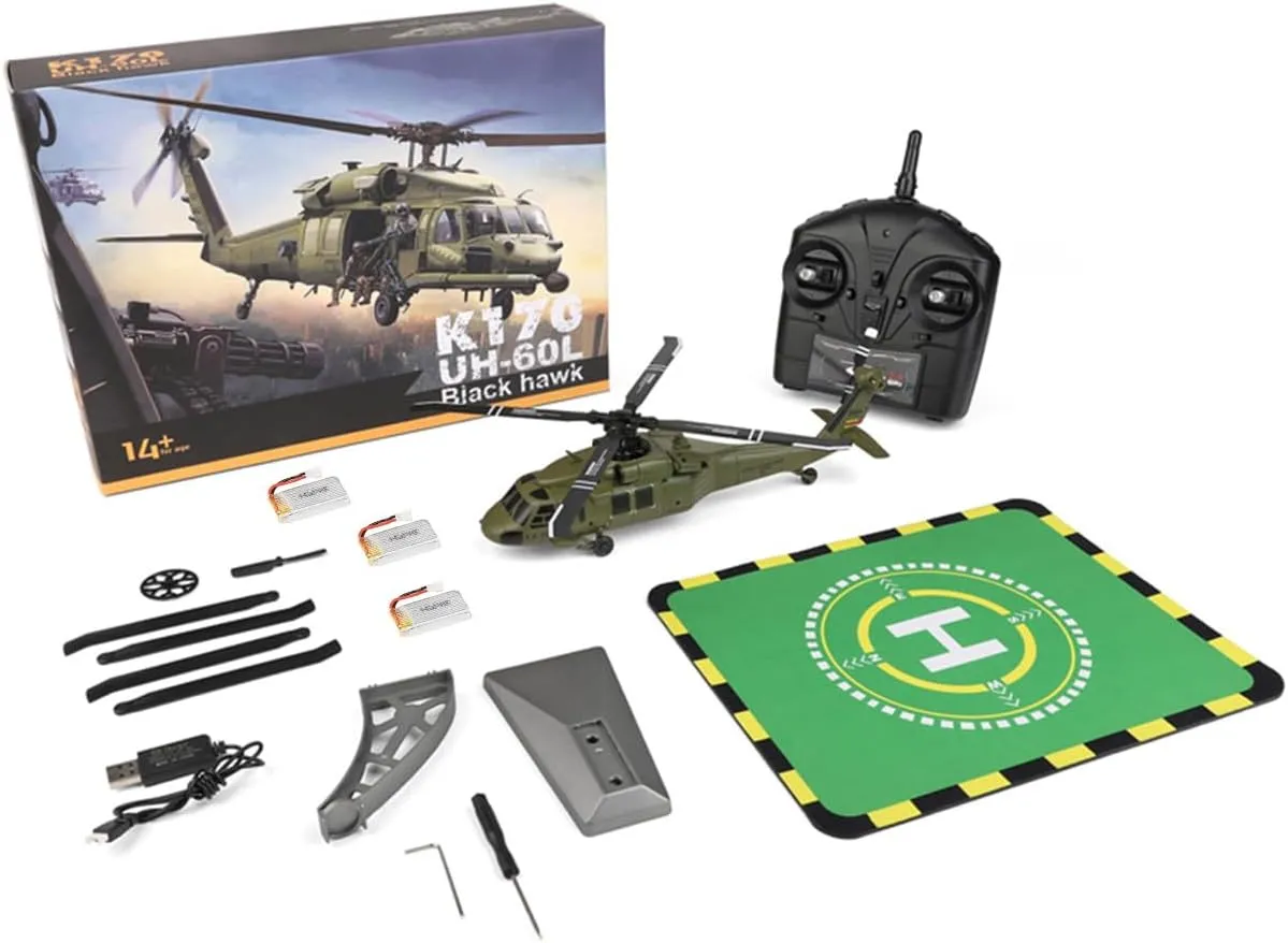 WL K170 Remote Control Helicopter, Ultra-high Simulated RC Helicopter, 170 Size 2.4G 6CH RC Electric Airplane Model, RC Flying Helicopte for Adults - RTF
