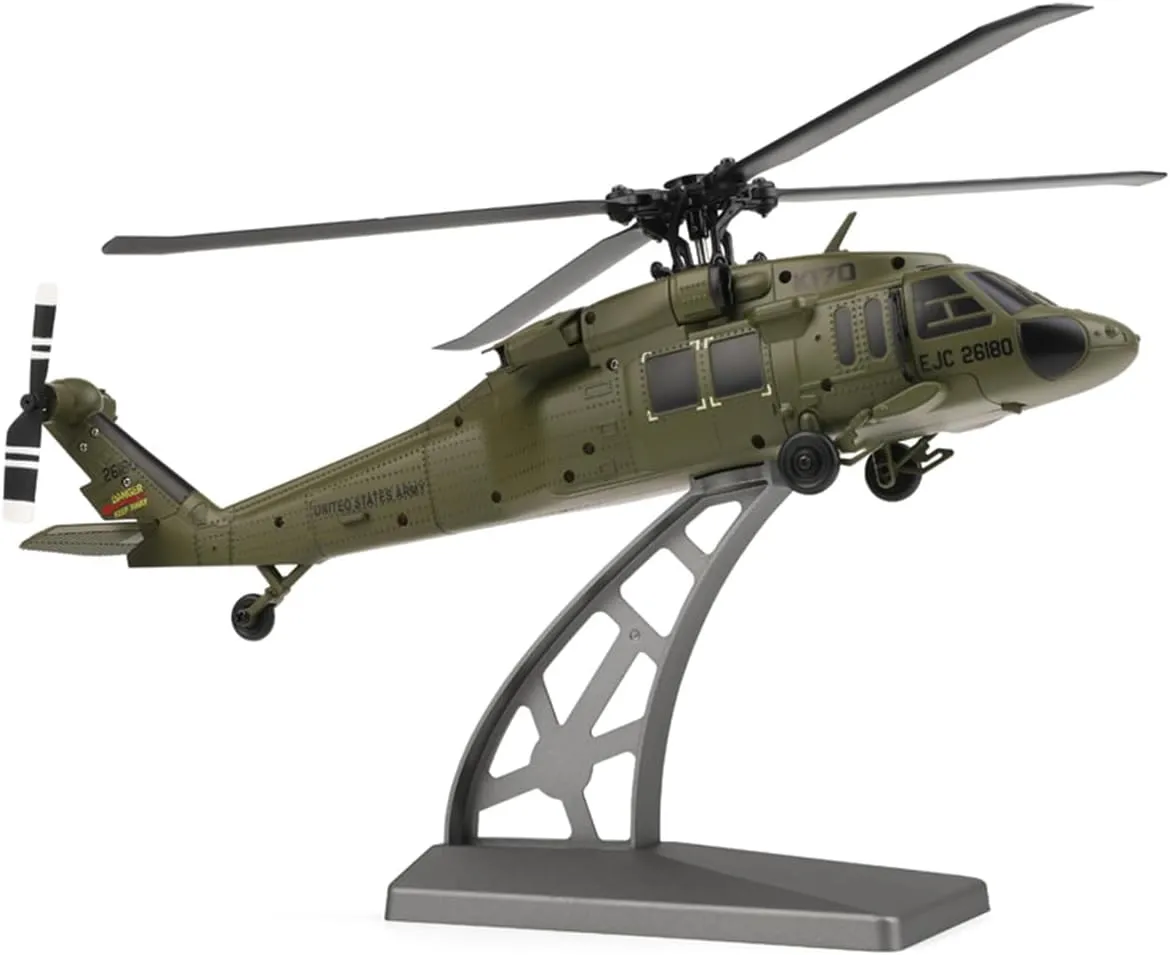 WL K170 UH-60L RC Helicopter for Adults, 170 Size 2.4G 4CH Flybarless 6-Axis Gyro Remote Control Helicopter with 1/64 Heli Static Display Model Toy Gift -RTF, 1 Battery