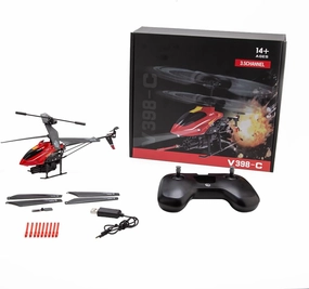 WL V398-C RC Helicopter for Adults, 2.4G 4CH Dual-Blade Remote Control Helicopter Missile Aircraft, RC Armed Helicopter with Adjustable Left/Right Hand Throttle, Gift -RTF