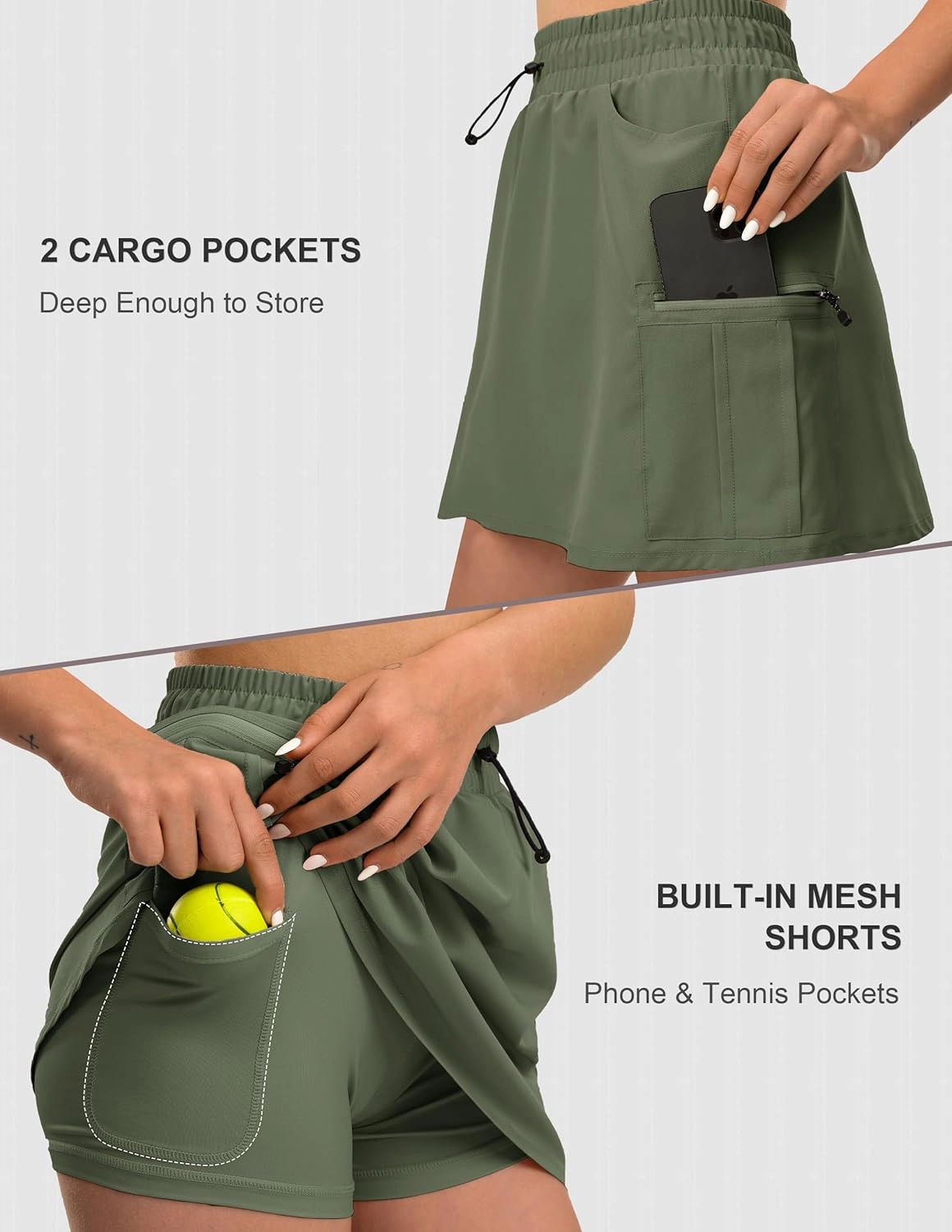 Women's Hiking Cargo Skort Golf Skirt with 5 Pockets Tennis Dressy Casual 16" Skorts for Summer Travel Outdoor 2025
