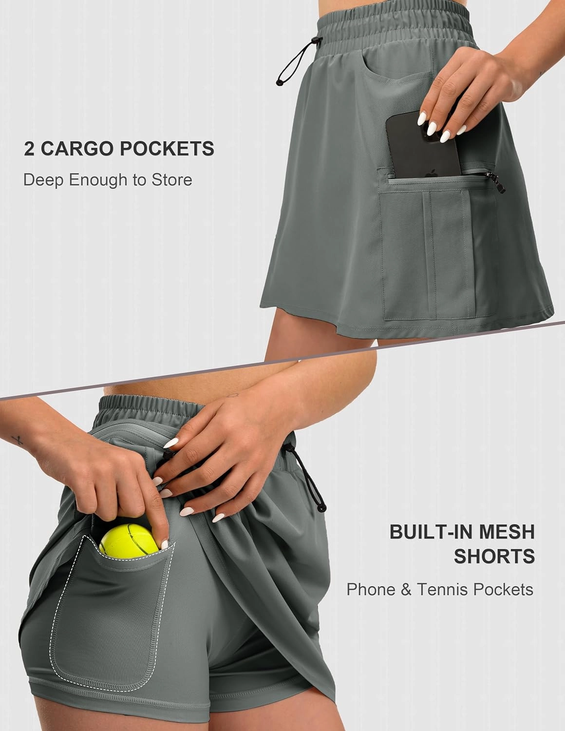 Women's Hiking Cargo Skort Golf Skirt with 5 Pockets Tennis Dressy Casual 16" Skorts for Summer Travel Outdoor 2025