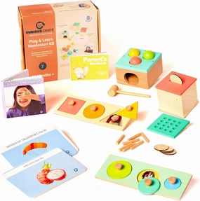 Wooden Montessori Toys Box for Toddlers | 7 in 1 Learning Educational Toys – Coin Box, Ball Hammer Toy, Wooden Shape Puzzles & More | Developmental Toy Set & Gift for 16  Months