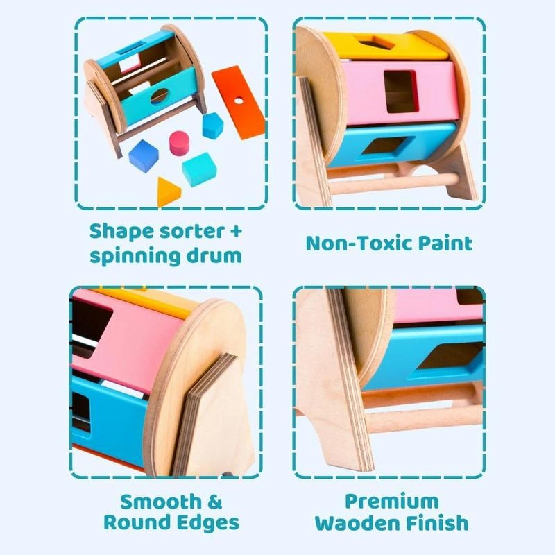Wooden Spinning Wheel with Shape Sorter (2-4 Years)