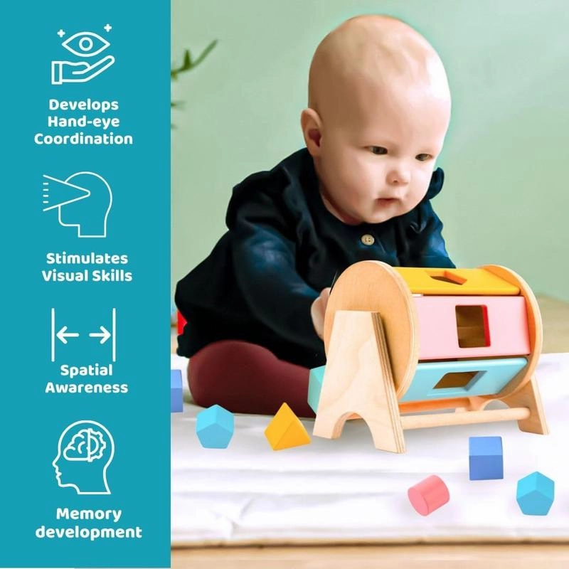Wooden Spinning Wheel with Shape Sorter (2-4 Years)