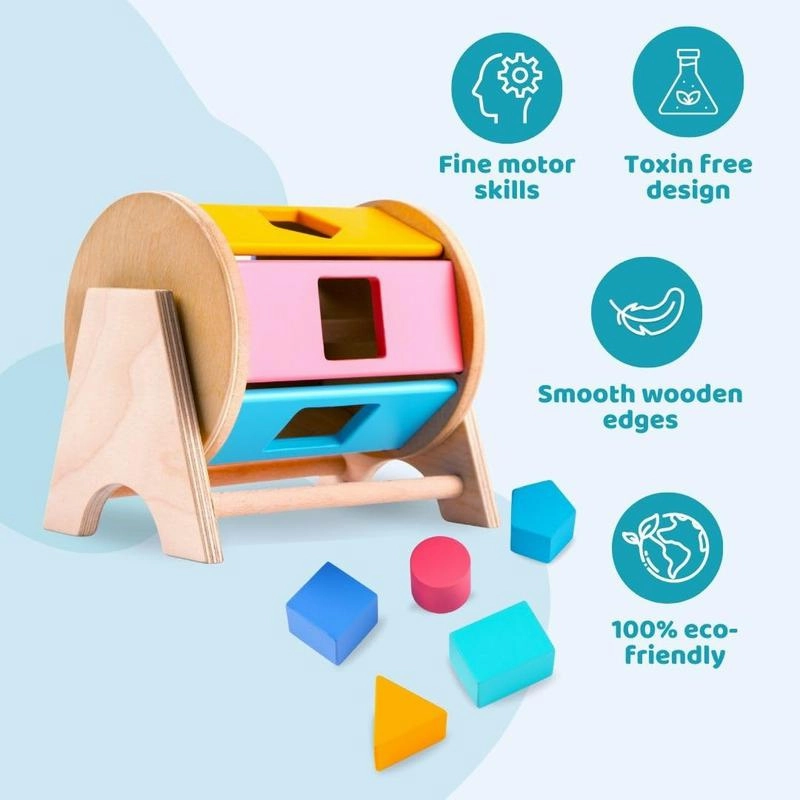 Wooden Spinning Wheel with Shape Sorter (2-4 Years)