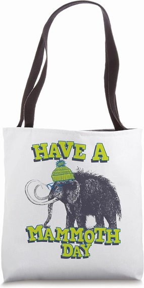 Woolly Mammoth Extinct Elephant Animals Stone Ice Age Pun Tote Bag