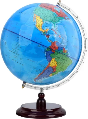 World Globe for Kids Children - 13 inch Interactive Earth Globe with Stand for Adults, Educational 360° Spinning World Map, Learning Geography for Students, Decorative Classroom, Desk, Office, Home