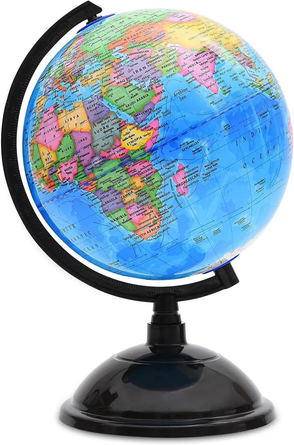World Globe for Kids Learning - 8 inch Interactive Earth Globe with Stand for children Educational Geography, Spinning World Globes Map Decorative Kids Room, Classroom, Desk, Office, Home