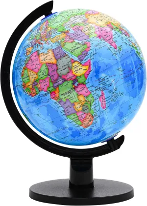 World Globe for Kids Learning, 9 inch Interactive Globe for Children with Stand, Self-Assembled Spinning Globes for Educational Geography Decorative Kids Room, Students Desk, Classroom, Adults Office