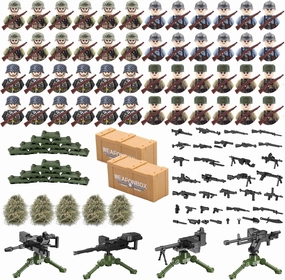 WW2 Building Set Action Figures Army Combat Playset World War 2 Military Figures Battle Pack with Weapons Idea Gifts for Kids (161 Pcs)