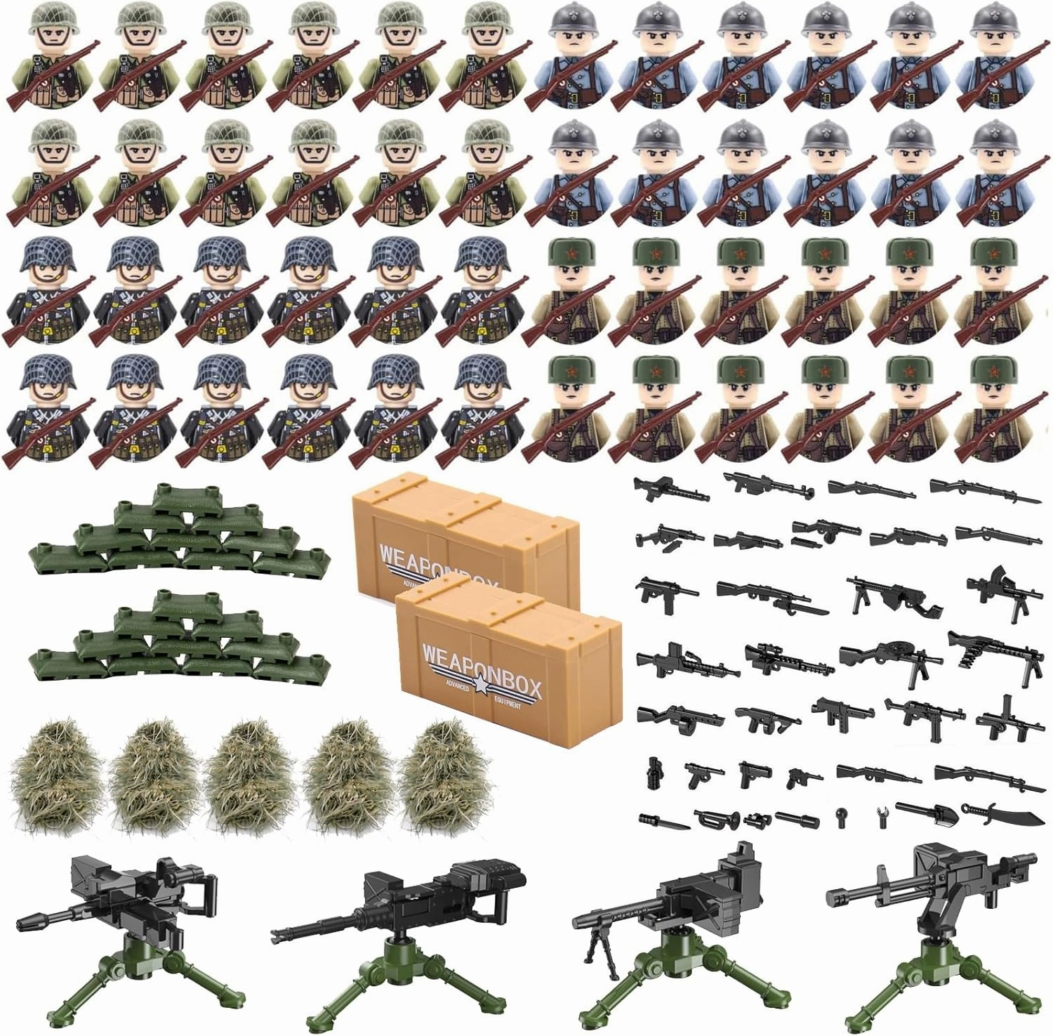 WW2 Building Set Action Figures Army Combat Playset World War 2 Military Figures Battle Pack with Weapons Idea Gifts for Kids (161 Pcs)