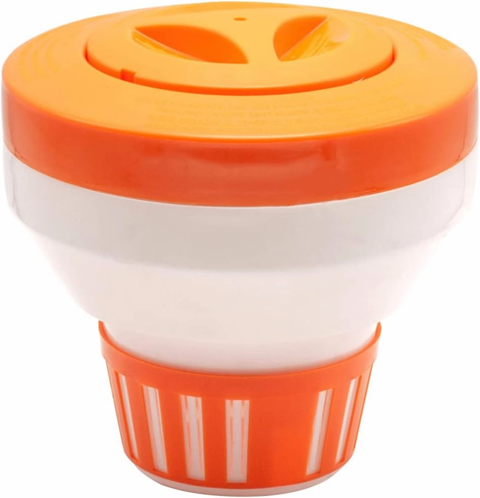 WWD Pool Chlorine Floater for 3 inch Tablets, Floating Chlorine Dispenser Larger Capacity Adjustable Control Ring for Spas Hot Tub Water Park Indoor & Outdoor Swimming Pool(Orange)