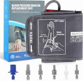 XXL Blood Pressure Replacement Cuff Arm, 16.5-24 Inches BP Cuff Fits XL/XXL Size Arms, 6 Sizes of Connectors Compatible with Omron and Other Brands (Cuff Included Only)