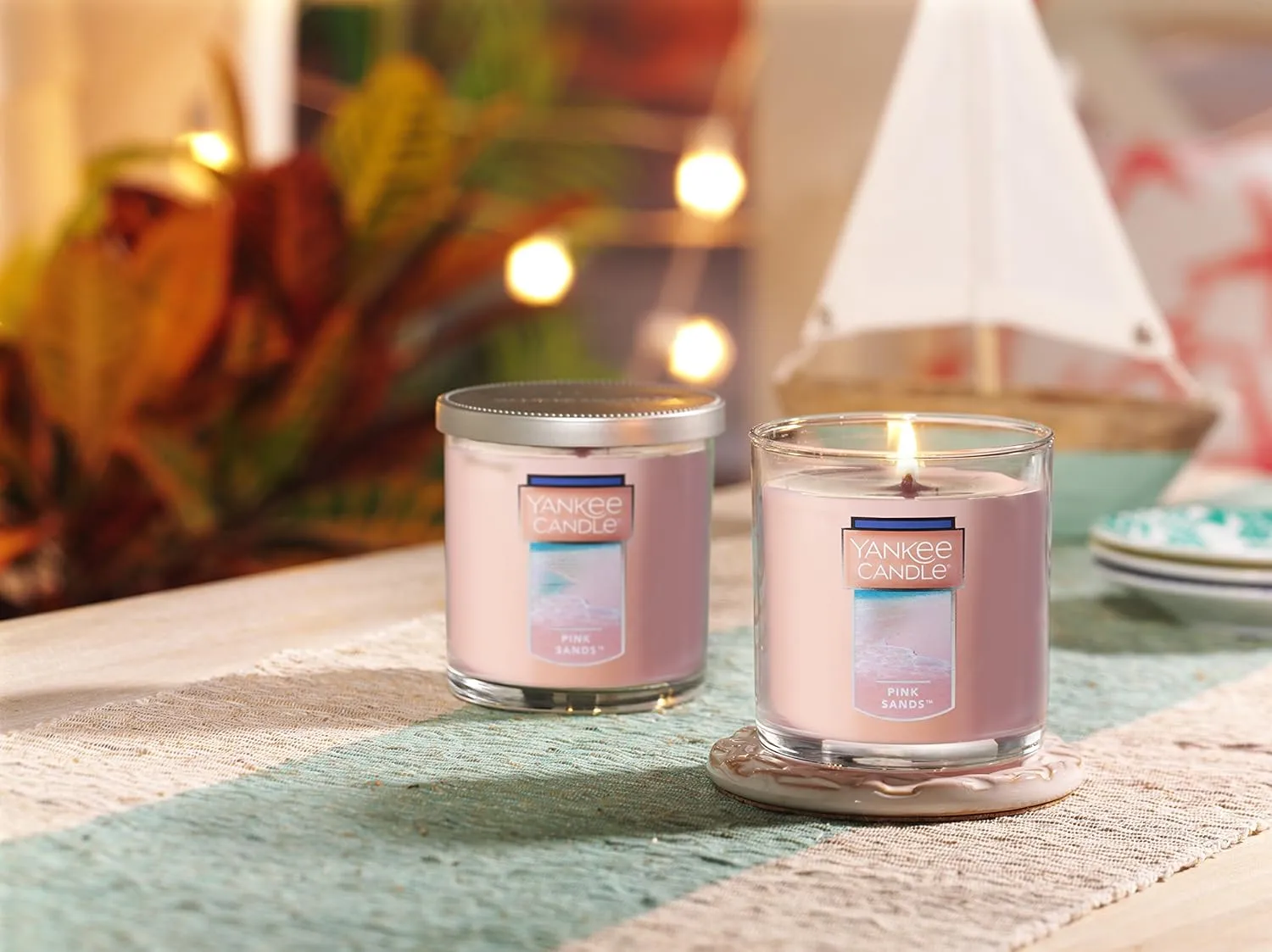 Yankee Candle Pink Sands Scented, Classic 7oz Small Tumbler Single Wick Candle, Over 35 Hours of Burn Time