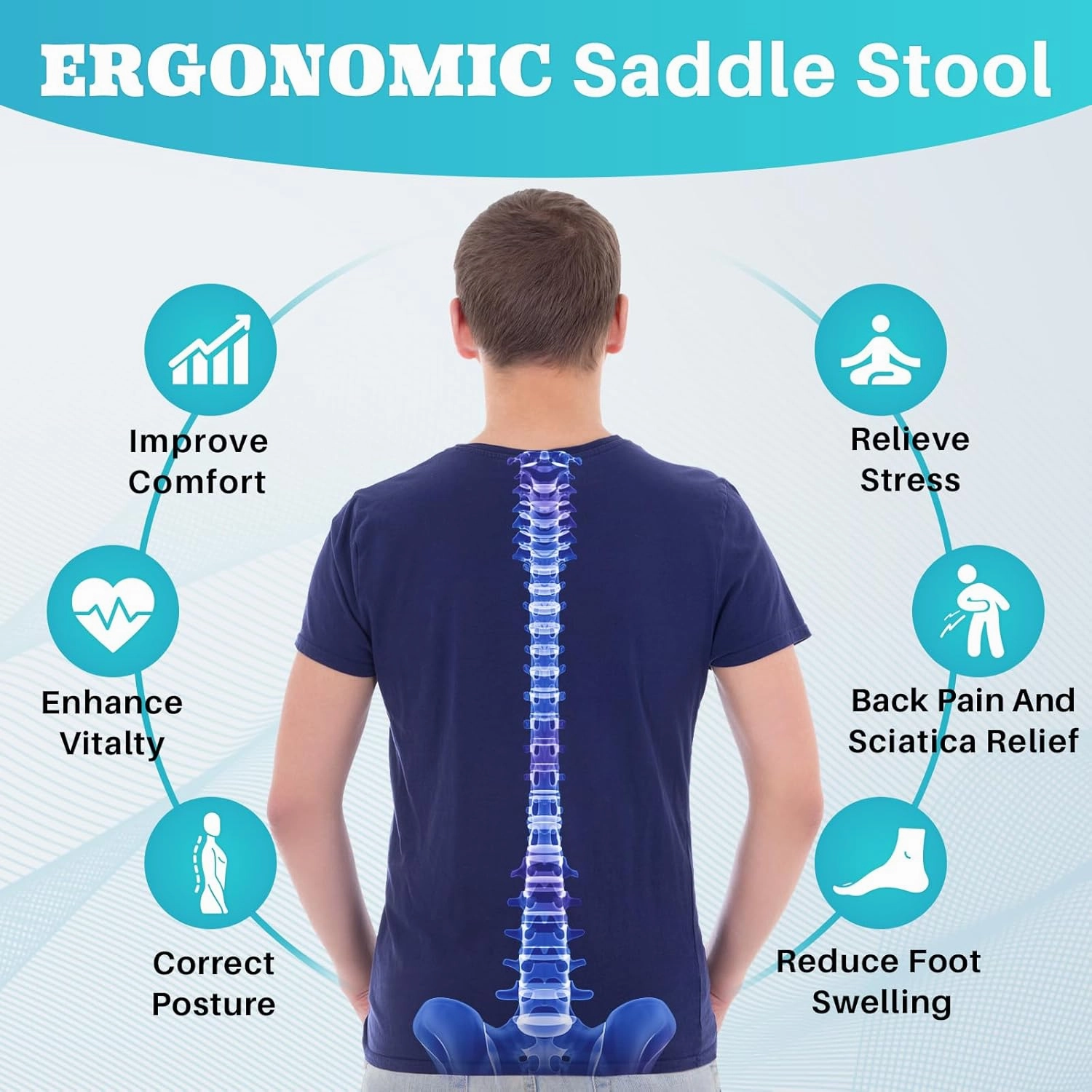 YEEZEE Saddle Stool Ergonomic- Comfortable Rolling Saddle Stool with Wide Thick Saddle Seat Padding, Swivel Adjustable Saddle Chair with Wheels and Ring Pedal for Medical Massage Salon (Purple)