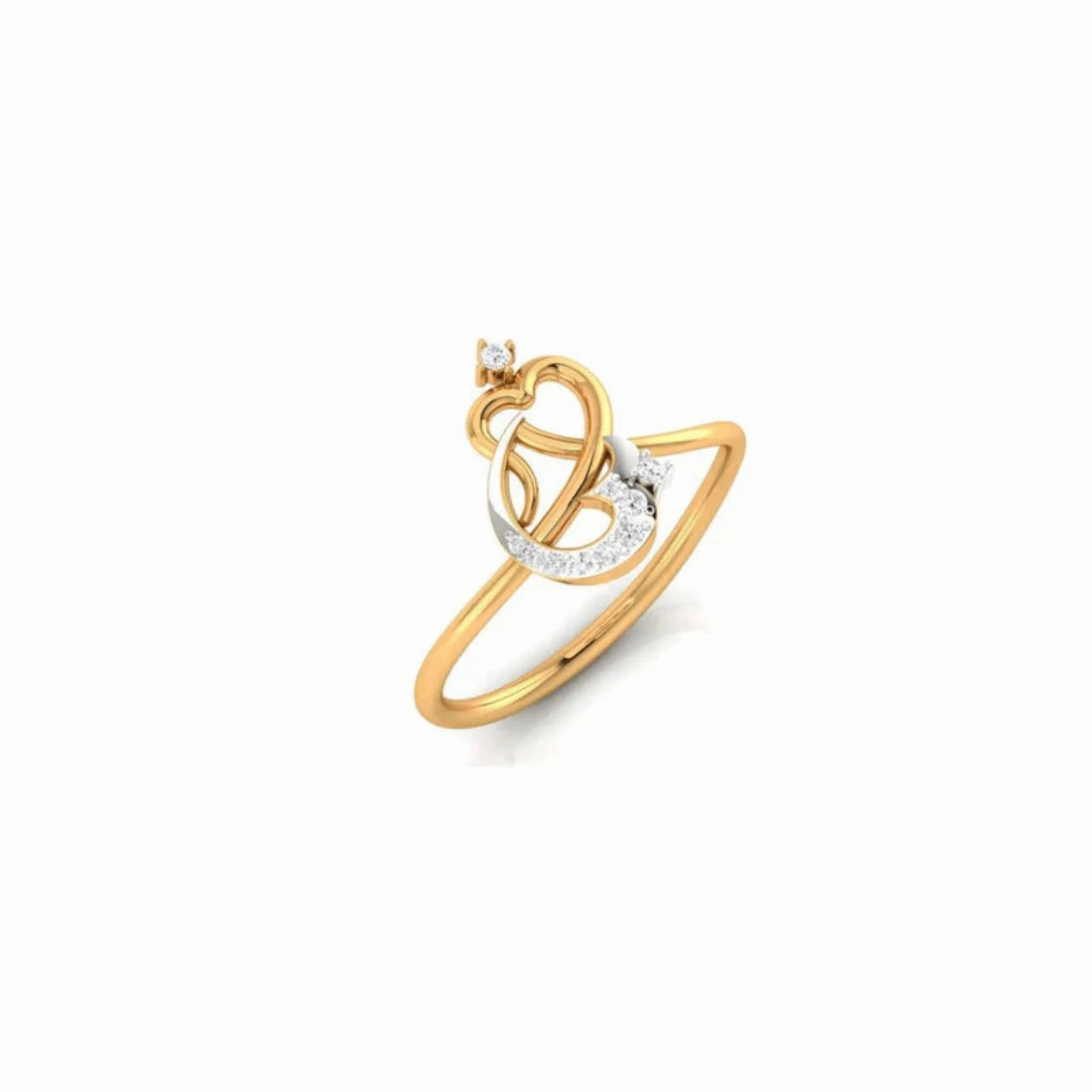 Yellow Gold Adjustable Silver Dual Heartstone Knot Stone-Studded Ring For Woman
