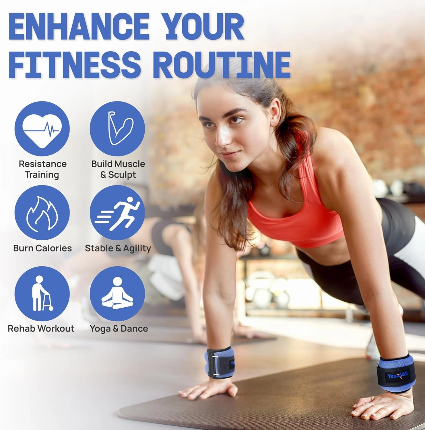 Yes4All Wrist & Ankle Weights Pair 1lb -10lbs, Adjustable Strap for Walking, Jogging, Pilates, Gym Fitness Workout for Women, Men