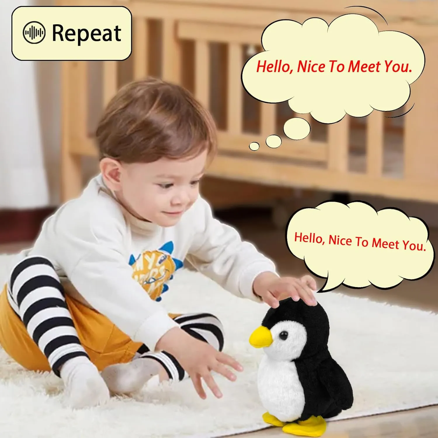 YH YUHUNG Walking Penguin Plush Toy Repeats What You Say with Clear Voice Talking Penguin Stuffed Animal Repeating Toy Animal for Boys and Girls