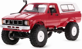 YIKESHU RC Rock Crawler WPL C24 RC Truck 4x4 1/16 RC Crawler Off Road All Terrain Car Proportional Throttle Steering Hobby RC Toy Climb Semi Truck LED Light RTR Trailer (Red)