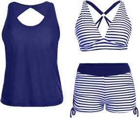 Yonique 3 Piece Tankini Swimsuits for Women Swim Tank Top Bathing Suits with Boy Shorts and Bra Athletic Swimwear
