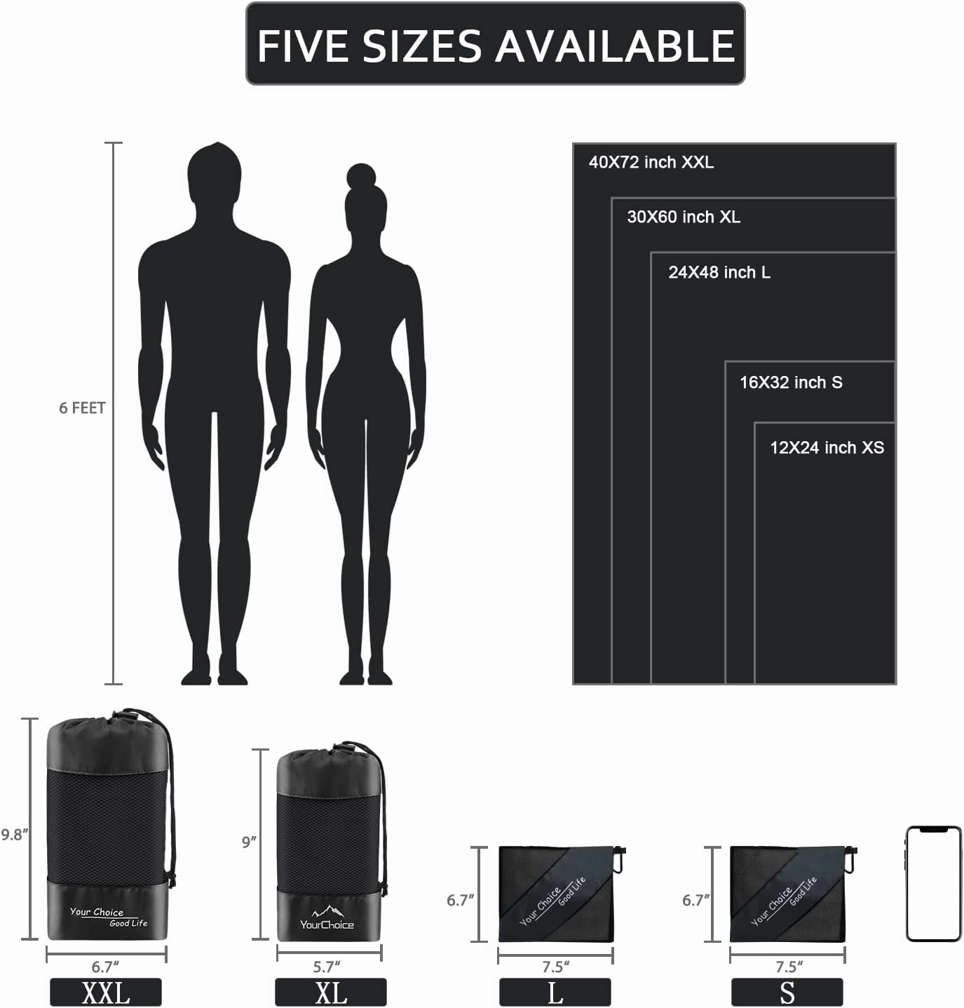 Your Choice Quick Dry Towel - Super Absorbent Microfiber for Gym, Travel, Camping | Ultra Compact & Lightweight